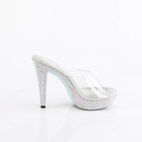 Cocktail-501 Platform Rhinestone Slides-Silver