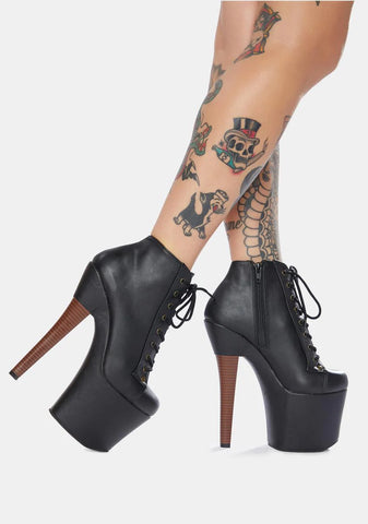 Turning Heads Lace Up Heeled Booties