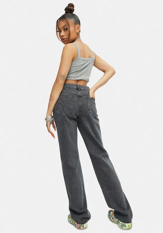 Vintage Black Classic Straight Leg Jeans