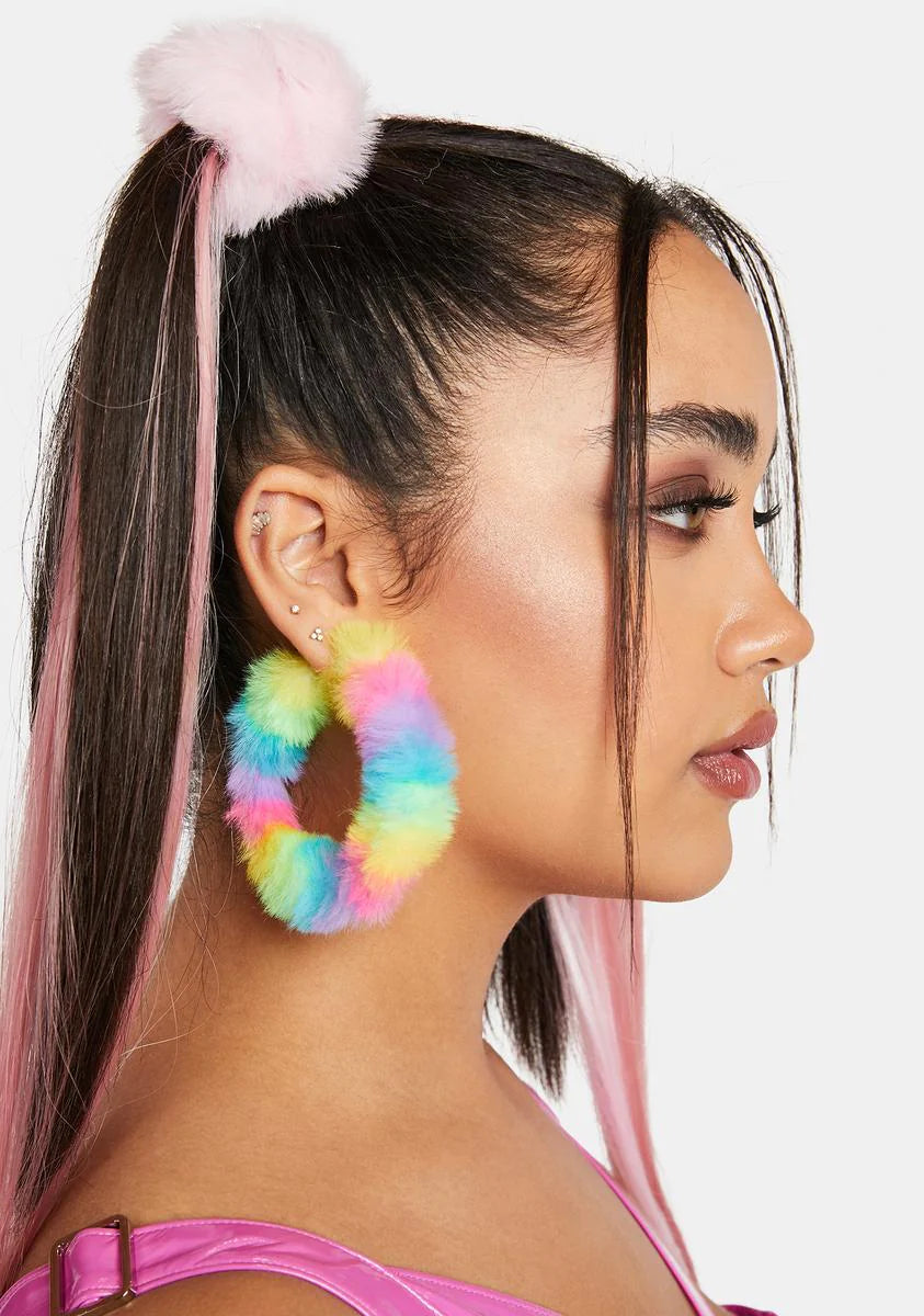 Neon Hearted Fuzzy Earrings