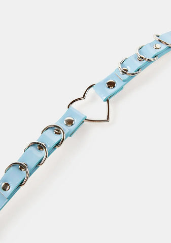 Light Blue Heart Ring Choker