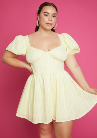 Shock Gonna Wrangle Me Puff Sleeve Mini Dress