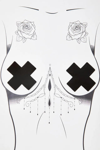Black Cross Pasties N' Thong Set