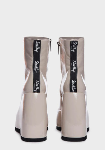 Cream Roxanne Wedge Ankle Boots