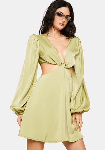 Lime Secret Aura Cut Out Mini Dress