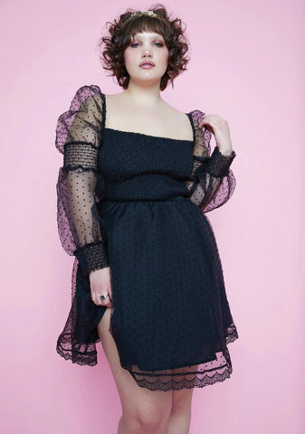 Hidden Echo's Chambers Swiss Dot Babydoll Dress