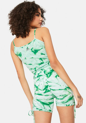 Green Heat Wave Ruched Biker Shorts