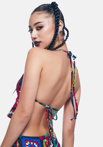 Retro Realness Crochet Print Tank Top