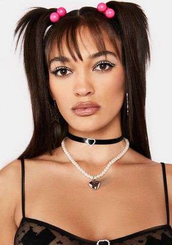 Passionate Pearl Heart Pendant Choker