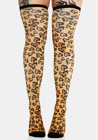 Wild Cat Thigh High Socks