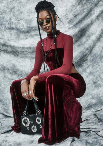 Swish And Flick Velvet Crop Top