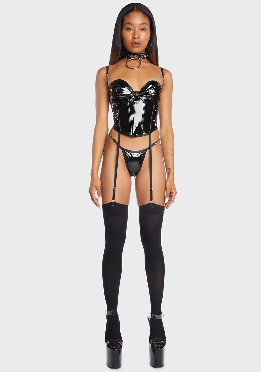 Vinyl Bustier Lingerie Set