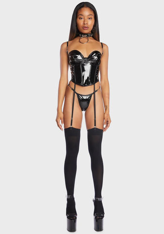 Vinyl Bustier Lingerie Set