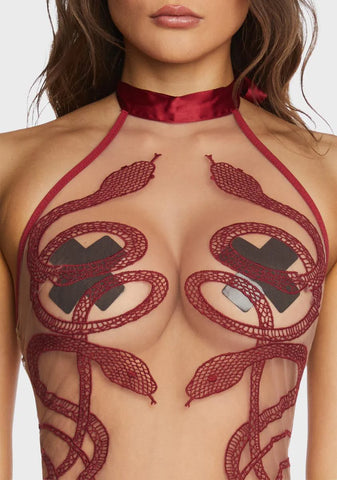 Dark Red Medusa Bodysuit
