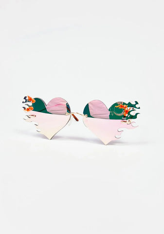 Venus Rainbow Mirrored Heart Sunglasses