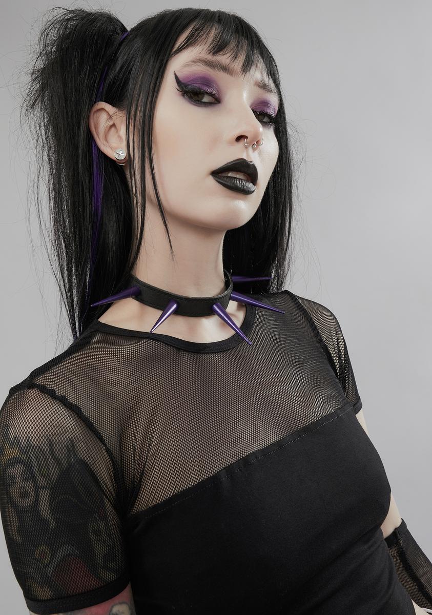 Purple Super Long Spike Choker