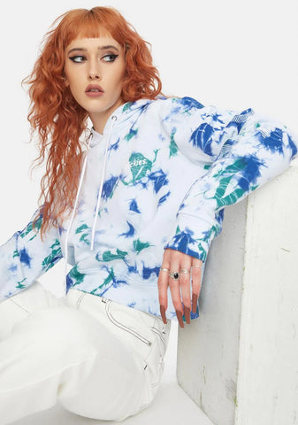 Washed Green Tie Dye Cropped Hoodie