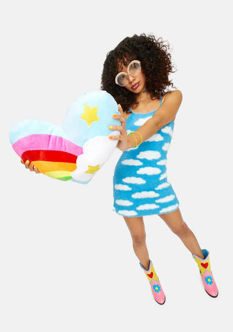 Rainbow Cloud Heart Pillow