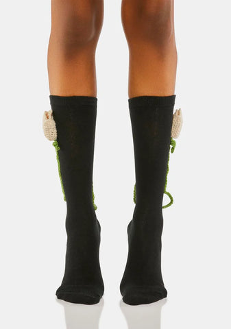 Midnight Bloom Crochet Socks