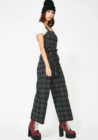 Don't Mess With Plaid Jumpsuit
