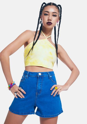 True Blue High Waist Denim Shorts