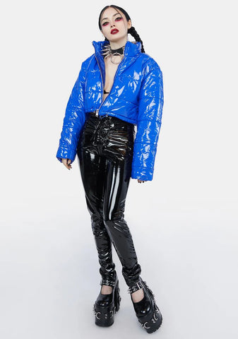 Neon In The City Vinyl Puffer Jacket