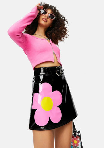 Diggin' Ur Stems Flower Applique Mini Skirt