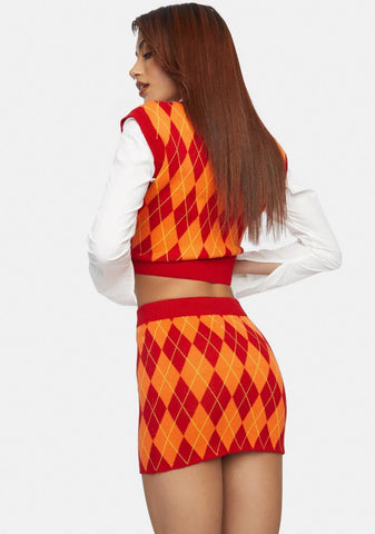 Sun Argyle Mini Skirt