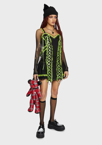 Lime Lace Mini Dress