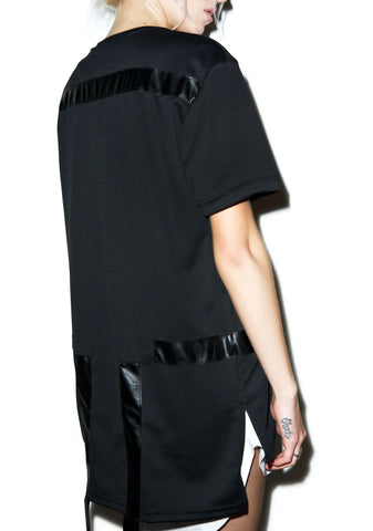 Max Leather Strips Tee - Black