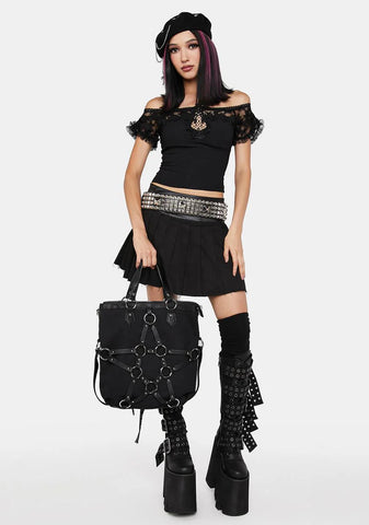 Cropped Laced Off The Shoulder Top