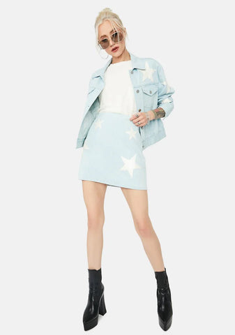 Road Less Traveled Star Patch Jean Skirt