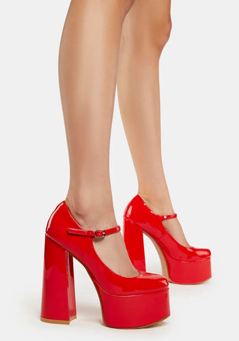 Red Sparkley Patent Platform Heels