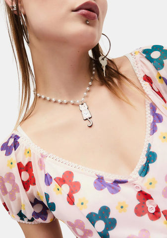 Turning Back Time Cat Pearl Choker