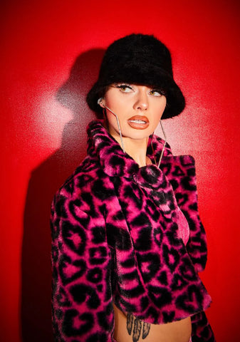 Midnight Pop Smash Faux Fur Bucket Hat