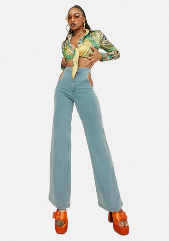 No Sneak Peeks Cutout Denim Jeans