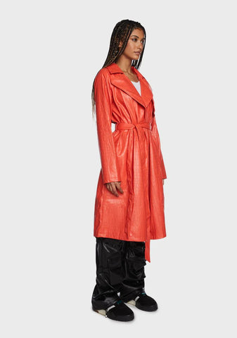 Tangerine Night On The Town Trench Coat
