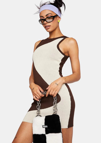 Wavy Knit Mini Dress