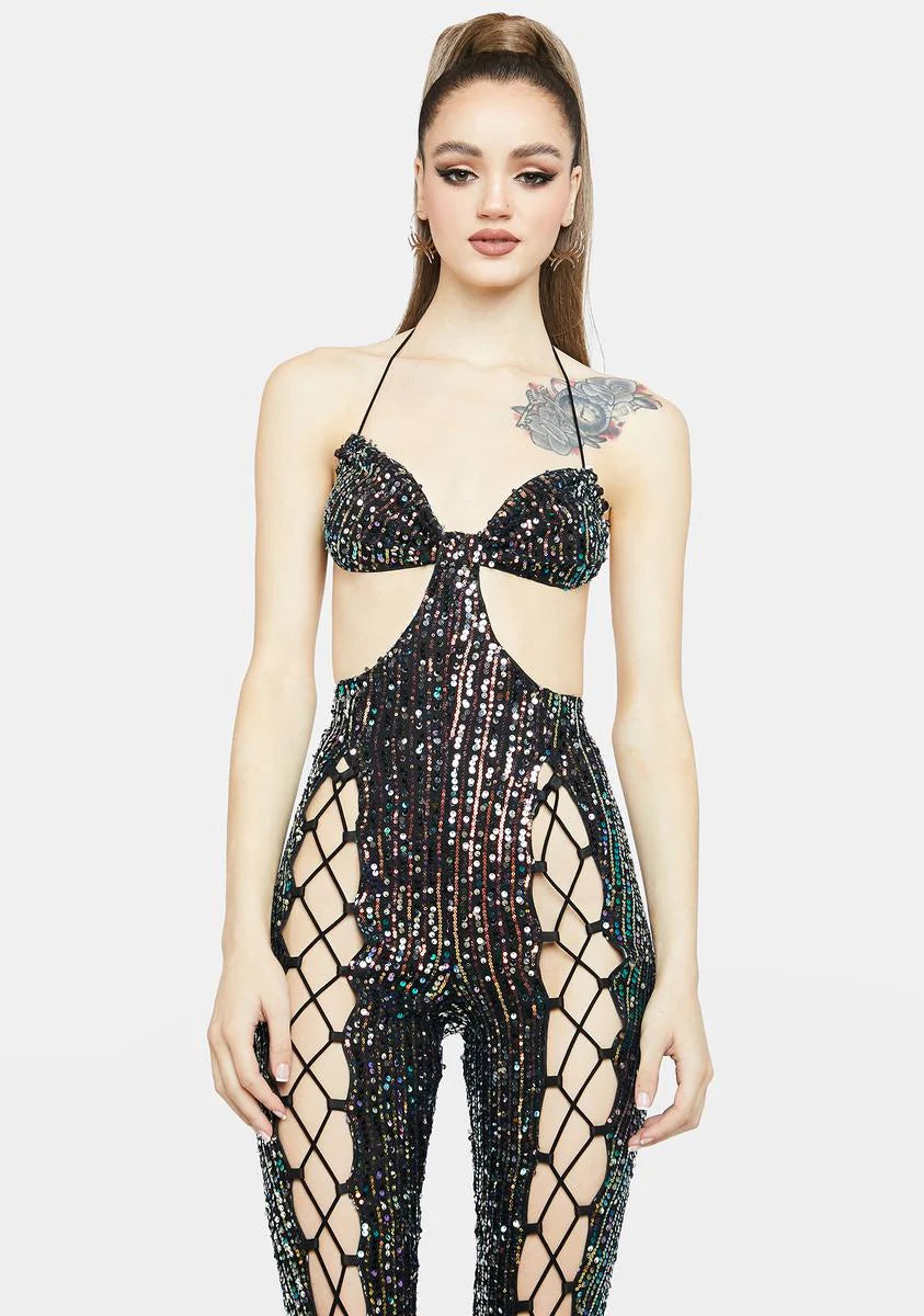 Midnight Shoot Your Shot Sequin Jumpsuit