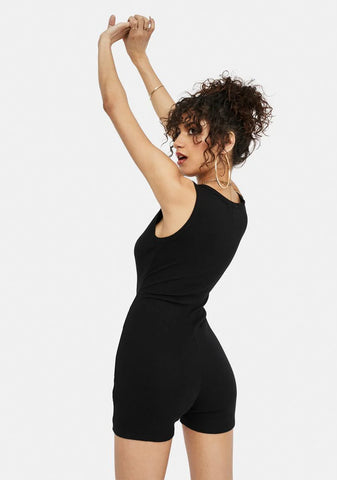 Casual Cutie Notched V-Neck Tank Romper