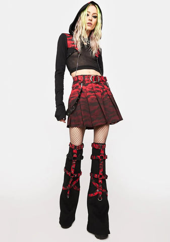 Red Punk Girls Flared Leg Sleeves