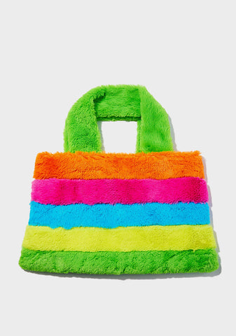 Rainbow Chaser Fuzzy Tote