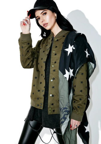 Star Embroidered Varsity Jacket
