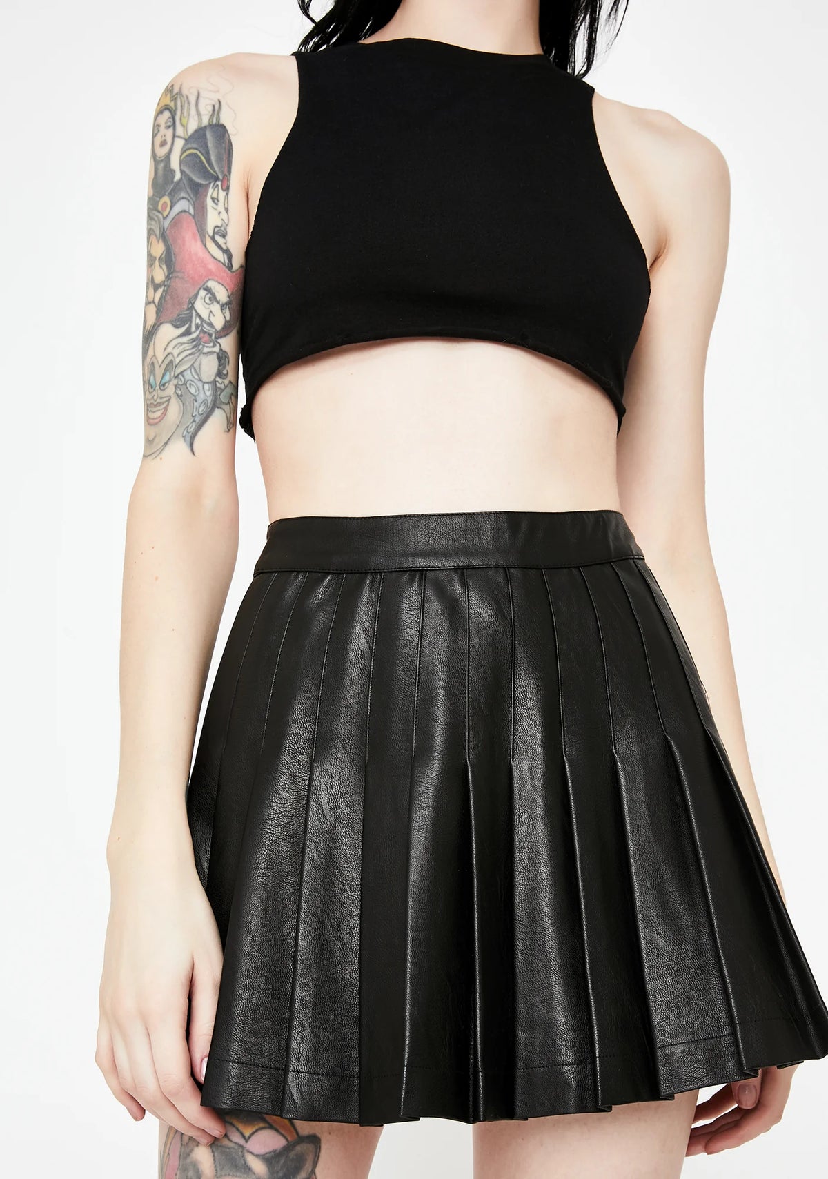 Vegan Leather Pleated Mini Skirt