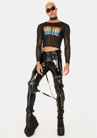 Queer Pride Long Sleeve Mesh Top