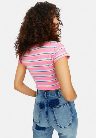 Needed Chill Striped Keyhole Baby Tee