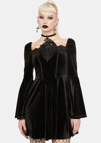 Black Flower Halter Dress