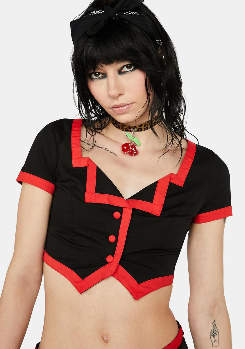 Lover's Lane Buttoned Crop Top