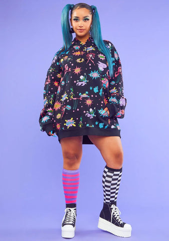 Crazy Mojo Mayhem Oversized Graphic Hoodie