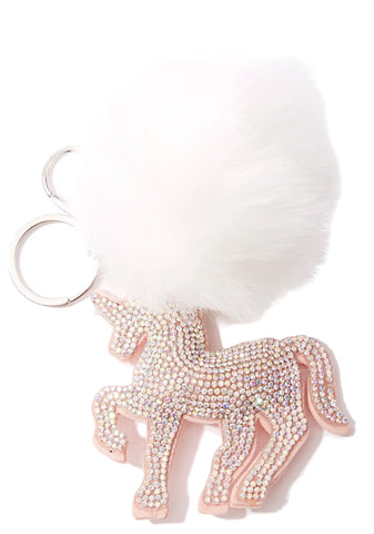 Mystic Baby Unicorn Pom-Pom Keychain